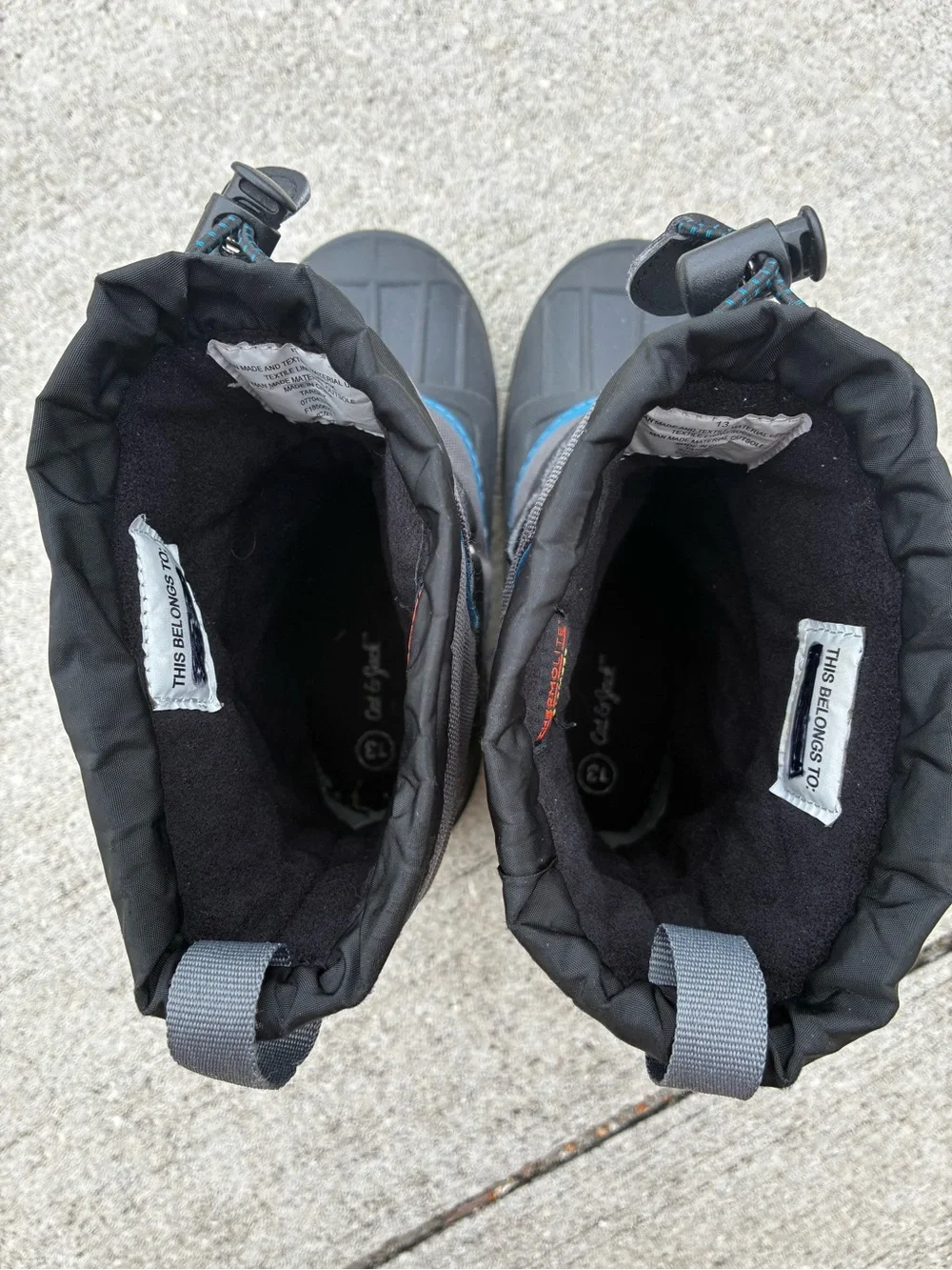 Cat and Jack Black Grey Blue Winter Snow Boots Toddler Kid Size 13